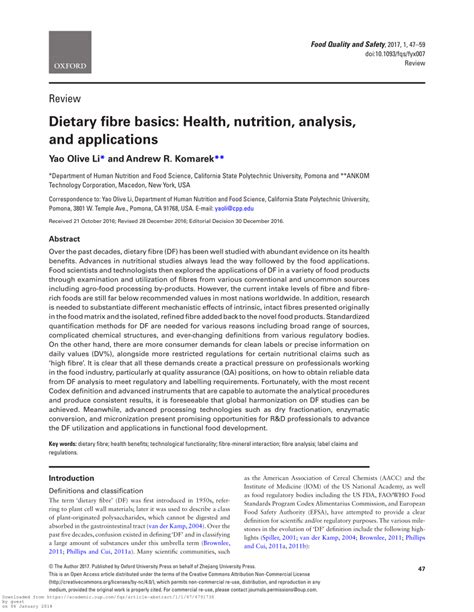 fiber biology|Dietary fibre basics: Health, nutrition, analysis, and applications.